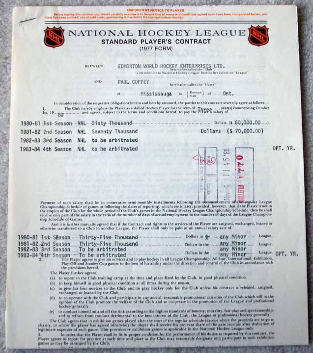 nhl hockey contracts